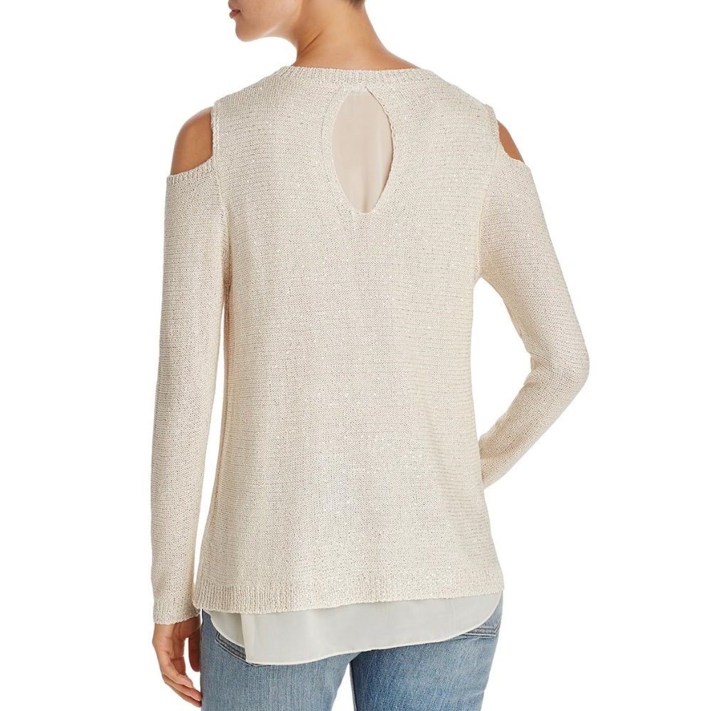 NWT SIONI Cable Knit Cold Shoulder Sweater Top - Picture 2 of 8